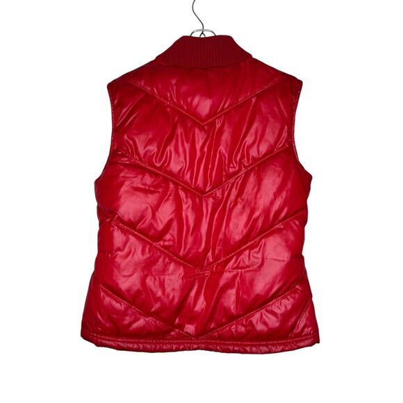 Old Navy Womens Vests Puffer Full Zip Rib Knit Collar Lined Sleeveless Red Small - Picture 9 of 10